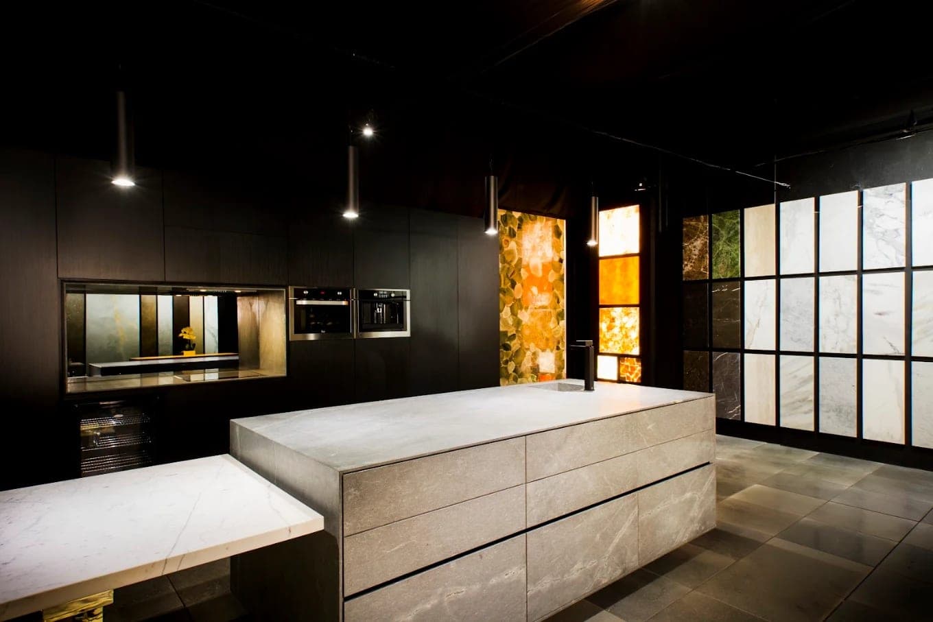The Deluxe Stone showroom, with slab displays